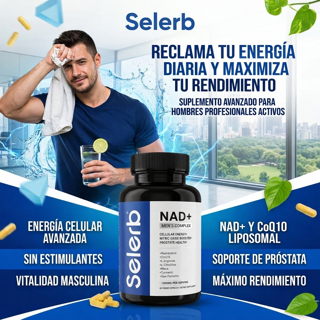 Selerb NAD+ Energía Celular, Soporte Prostático y Rendimiento Masculino