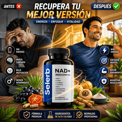 Selerb NAD+ Energía Celular, Soporte Prostático y Rendimiento Masculino