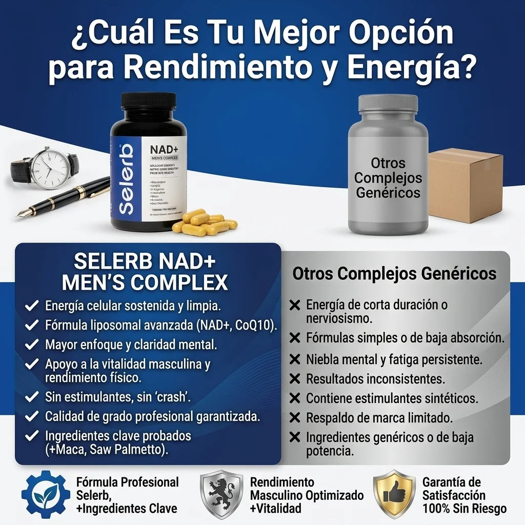 Selerb NAD+ Energía Celular, Soporte Prostático y Rendimiento Masculino