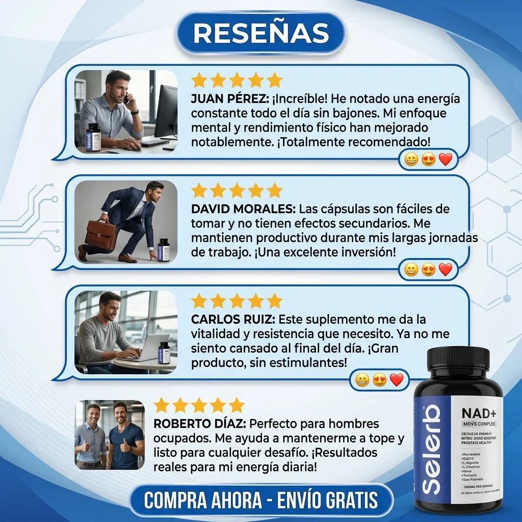 Selerb NAD+ Energía Celular, Soporte Prostático y Rendimiento Masculino