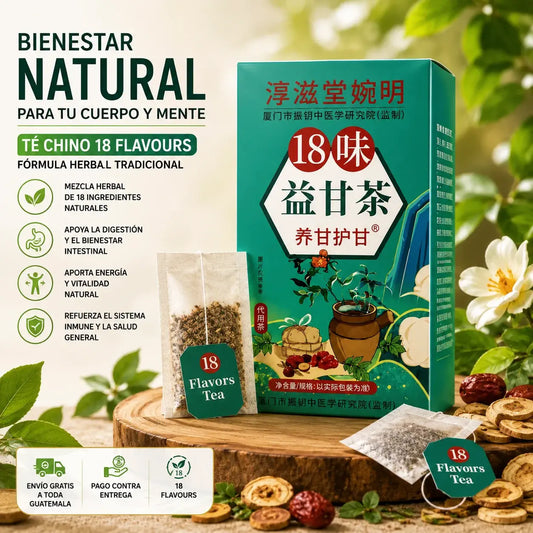 Té Chino 18 Flavours – Mezcla Herbal Natural de 18 Ingredientes para Bienestar Digestivo y Vitalidad