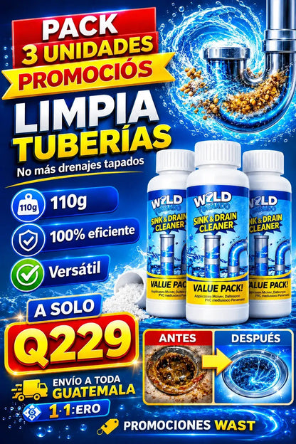 Wild Tornado™ Destapador y Limpiador de Cañerías Profesional pack 3 unidades + envio gratis